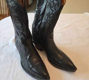 Men's Nocona Black Embossed Leather Boots